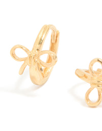 Gold Plated Sterling Silver Cubic Zirconia Bow Huggie Earrings - link has visual effect only