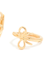 Gold Plated Sterling Silver Cubic Zirconia Bow Huggie Earrings - link has visual effect only