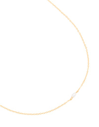 Gold Plated Sterling Silver Tiny Pearl Pendant Necklace - link has visual effect only