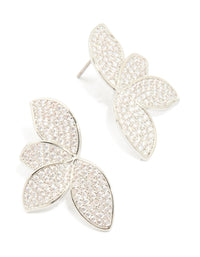 Silver Cubic Zirconia Fan Earrings - link has visual effect only