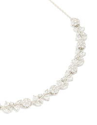 Silver Cubic Zirconia Flower & Vine Necklace - link has visual effect only