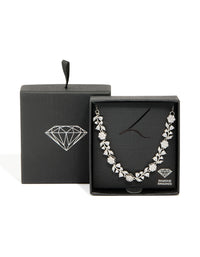 Silver Cubic Zirconia Flower & Vine Necklace - link has visual effect only
