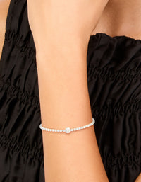 Silver Cubic Zirconia Tennis Toggle Bracelet - link has visual effect only