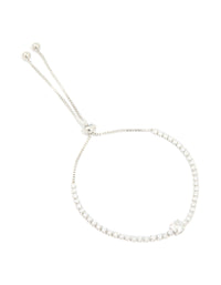 Silver Cubic Zirconia Tennis Toggle Bracelet - link has visual effect only