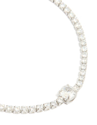 Silver Cubic Zirconia Tennis Toggle Bracelet - link has visual effect only