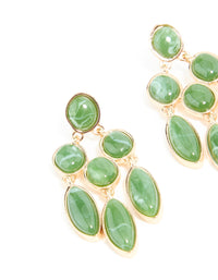 Gold Green Stone Marquise Trio Drop Earrings - link has visual effect only