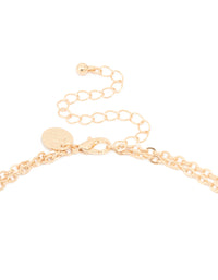 Gold Blue Beaded & Organic Pendants Layered Necklace - link has visual effect only