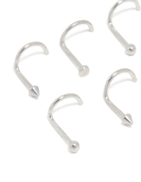 Surgical Steel Ball & Pointed Nose Corkscrew Studs 6-Pack - link has visual effect only