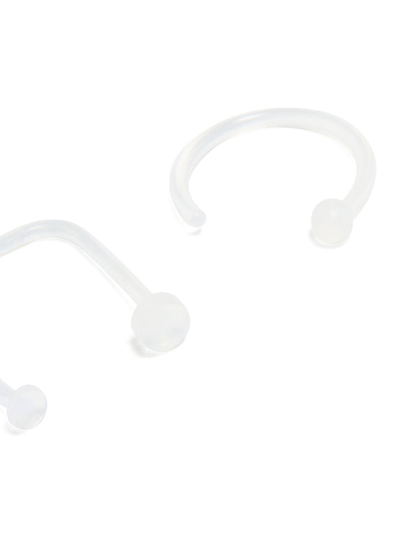 Clear Nose Ring & Studs 3-Pack