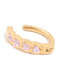 Gold Plated Surgical Steel Diamante Curved Bezel Heart Belly Ring - link has visual effect only