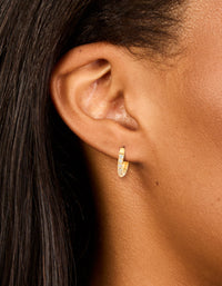 Waterproof Gold Plated Stainless Steel Prism Cubic Zirconia Prism Clicker Earrings - link has visual effect only