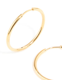Waterproof Gold Plated Stainless Steel Clicker Hoop Earrings 30 MM - link has visual effect only
