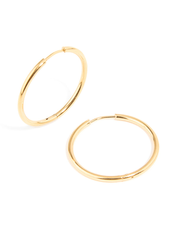 Waterproof Gold Plated Stainless Steel Clicker Hoop Earrings 30 MM
