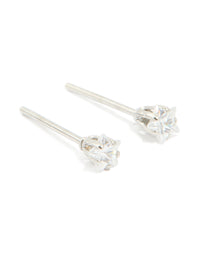 Waterproof Stainless Steel Prism Cubic Zirconia Star Stud Earrings 4 MM - link has visual effect only
