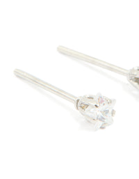 Waterproof Stainless Steel Prism Cubic Zirconia Star Stud Earrings 4 MM - link has visual effect only