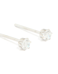 Waterproof Stainless Steel Cubic Zirconia Prism Stud Earrings 4 MM - link has visual effect only