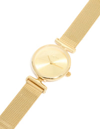 Gold Round Mesh Watch - link has visual effect only