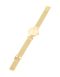 Gold Round Mesh Watch - link has visual effect only