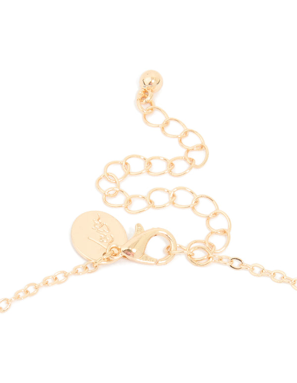 Gold Pearl Diamante Celestial Charm Necklace