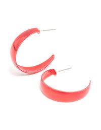 Red Coated Metal Matte Hoop Earrings - link has visual effect only