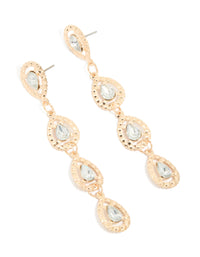 Gold Pear Diamante 4-Layer Drop Earrings - link has visual effect only