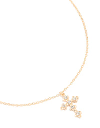 Gold Diamante Vintage Cross Pendant Necklace - link has visual effect only
