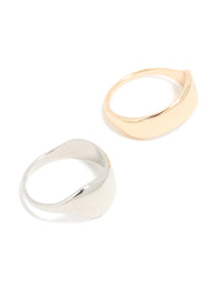 Mixed Metal Wide Wave Rings 2-Pack - link has visual effect only