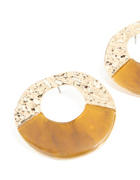 Gold & Orange Acrylic Textured Rounded Drop Earrings - link has visual effect only