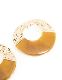 Gold & Orange Acrylic Textured Rounded Drop Earrings - link has visual effect only