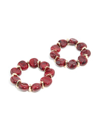 Red Acrylic & Gold Beaded Stretch Bracelets 2-Pack - link has visual effect only