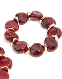 Red Acrylic & Gold Beaded Stretch Bracelets 2-Pack - link has visual effect only