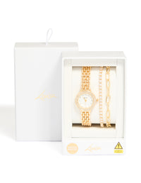 Gold Diamante Watch & Bracelets Set - link has visual effect only