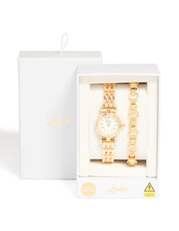 Gold Chain Bracelet & Watch Set - link has visual effect only