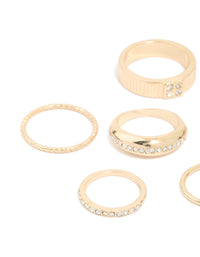 Gold Diamante Chic & Ribbed Rings 6-Pack - link has visual effect only