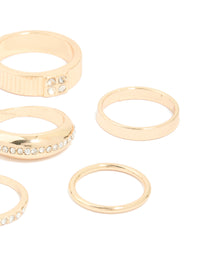 Gold Diamante Chic & Ribbed Rings 6-Pack - link has visual effect only