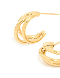Waterproof Gold Plated Stainless Steel  Illusion Hoop Earrings - link has visual effect only