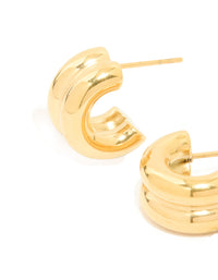 Waterproof Gold Plated Stainless Steel  Chunky Flat Hoop Earrings - link has visual effect only