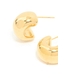Waterproof Gold Plated Stainless Steel Chubby Hoop Earrings - link has visual effect only