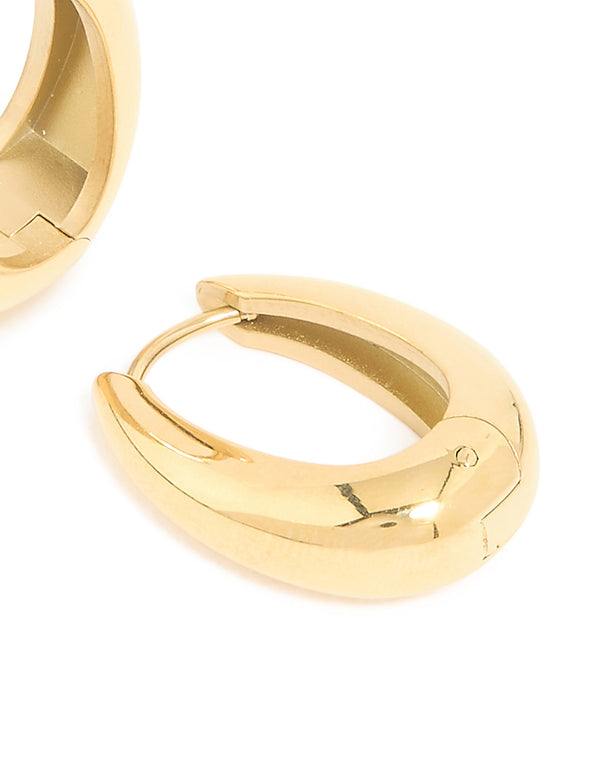 Waterproof Gold Plated Stainless Steel Hinge Hoop Earrings