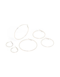 Waterproof Stainless Steel Thin Multi-Sized Hoop Earrings 3-Pack - link has visual effect only