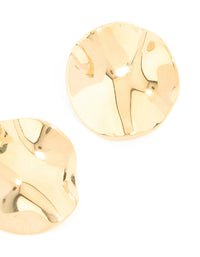 Waterproof Gold Plated Stainless Steel Molten Disc Earrings - link has visual effect only