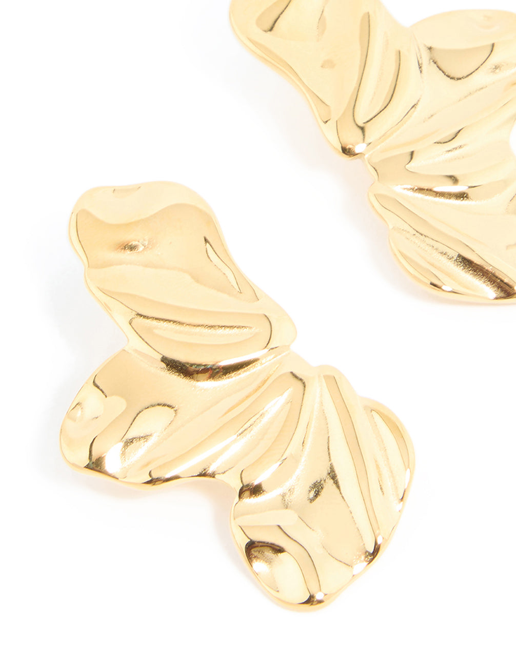 Waterproof Gold Plated Stainless Steel Molten Petal Stud Earrings