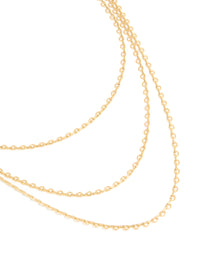 Waterproof Gold Plated Stainless Steel Delicate Layered Chain Necklace - link has visual effect only