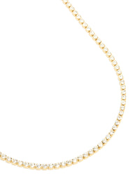 Waterproof Gold Plated Stainless Steel  Cubic Zirconia Tennis Necklace - link has visual effect only