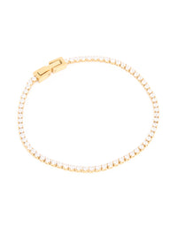 Waterproof Gold Plated Stainless Steel Cubic Zirconia Tennis Bracelet - link has visual effect only