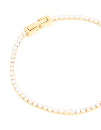 Waterproof Gold Plated Stainless Steel Cubic Zirconia Tennis Bracelet - link has visual effect only