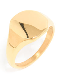 Waterproof Gold Plated Stainless Steel Signet Ring - link has visual effect only