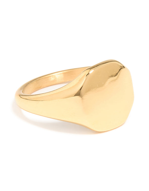 Waterproof Gold Plated Stainless Steel Signet Ring