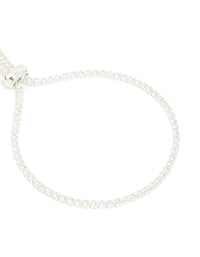 Silver Plated Cubic Zirconia Toggle Bracelet - link has visual effect only