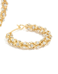 Gold Plated Diamante Medium Hoop Earrings - link has visual effect only
